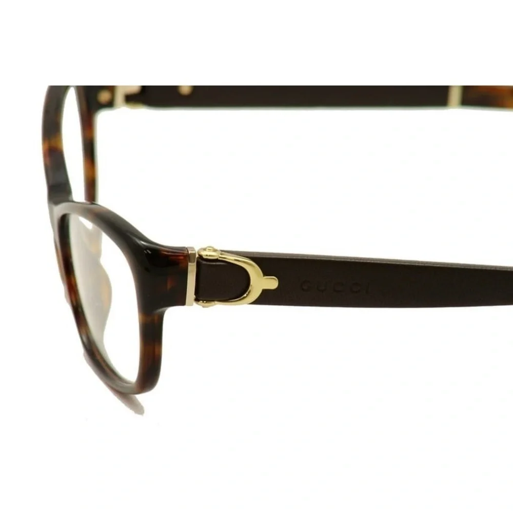 Gucci Full Rim Frame Glasses for Women Brown Tortoiseshell Frame & Leather Sides
